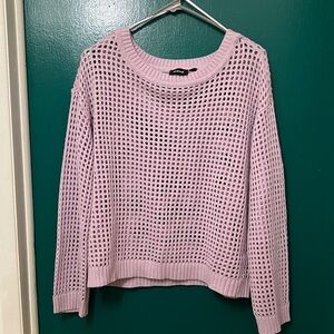 RD Style Lilac Open-Knit Crew Neck Sweater